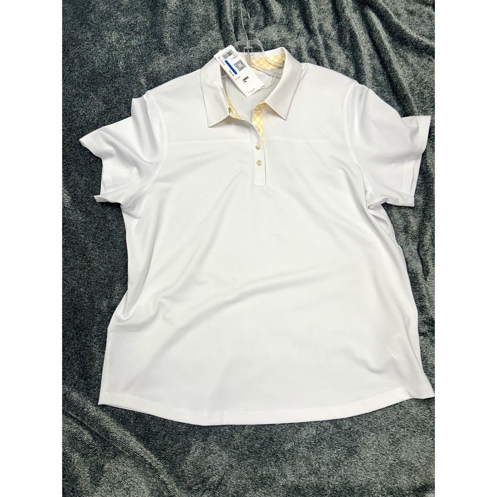 Puma Women's Pique Accent Short Sleeve White Glow Polo Shirt-XL (UB)